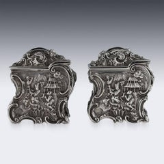 Canastillas de té georgianas de plata maciza Chinoiserie, J & J Angell, circa 1834