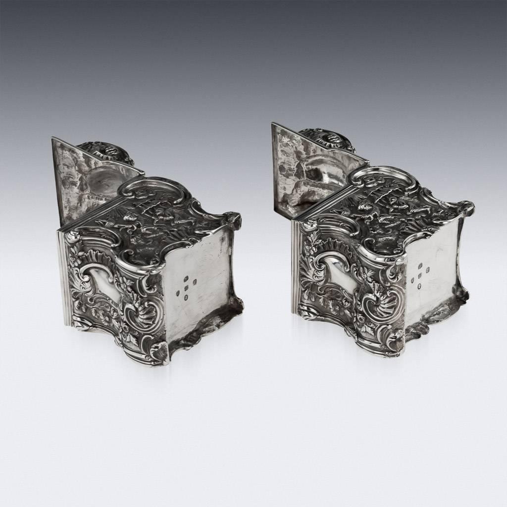 Georgian Solid Silver Chinoiserie Tea Caddies, J & J Angell, circa 1834 In Good Condition In Royal Tunbridge Wells, Kent