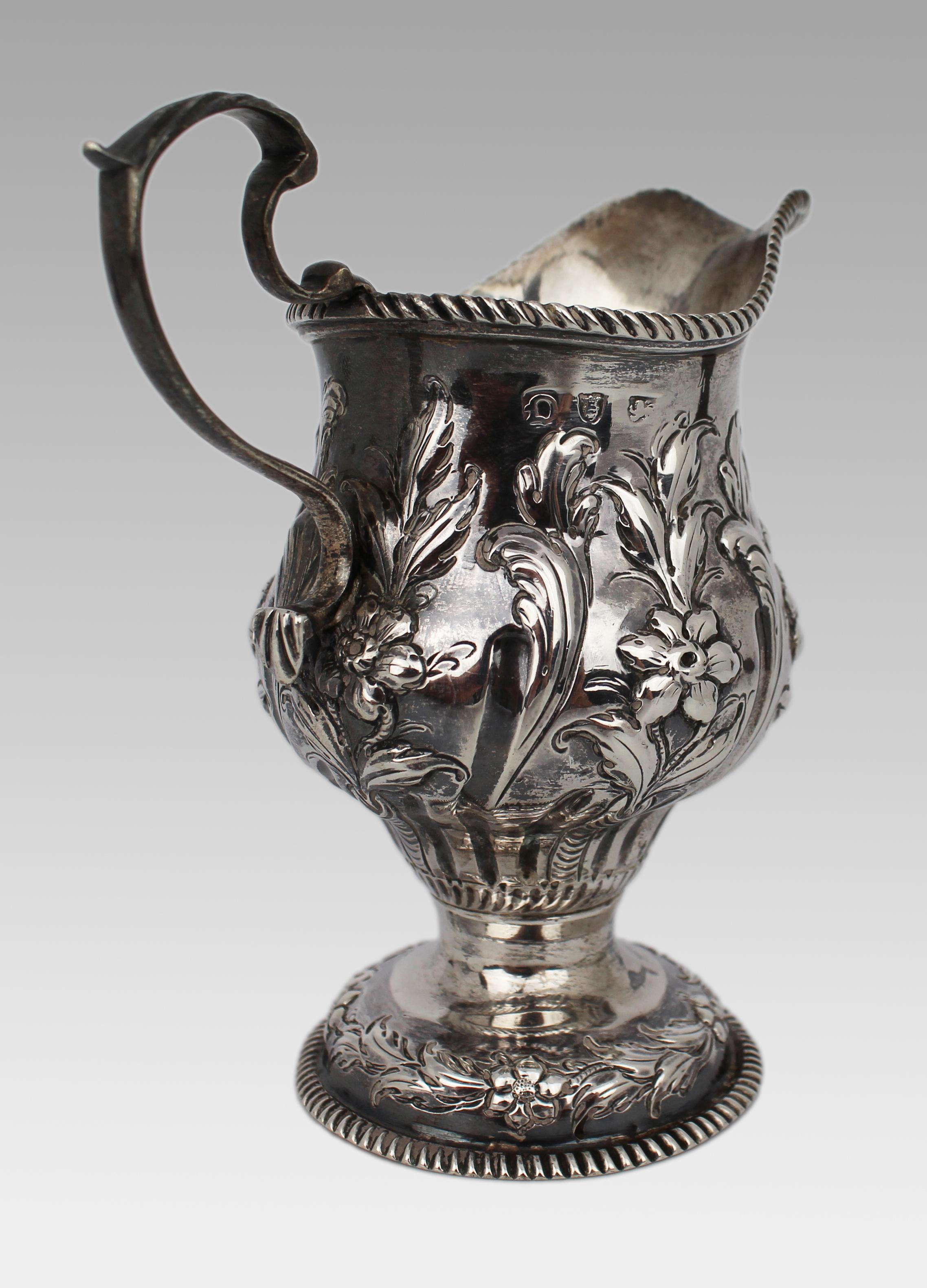 Georgian Solid Silver Cream Ewer – London 1759 For Sale 4