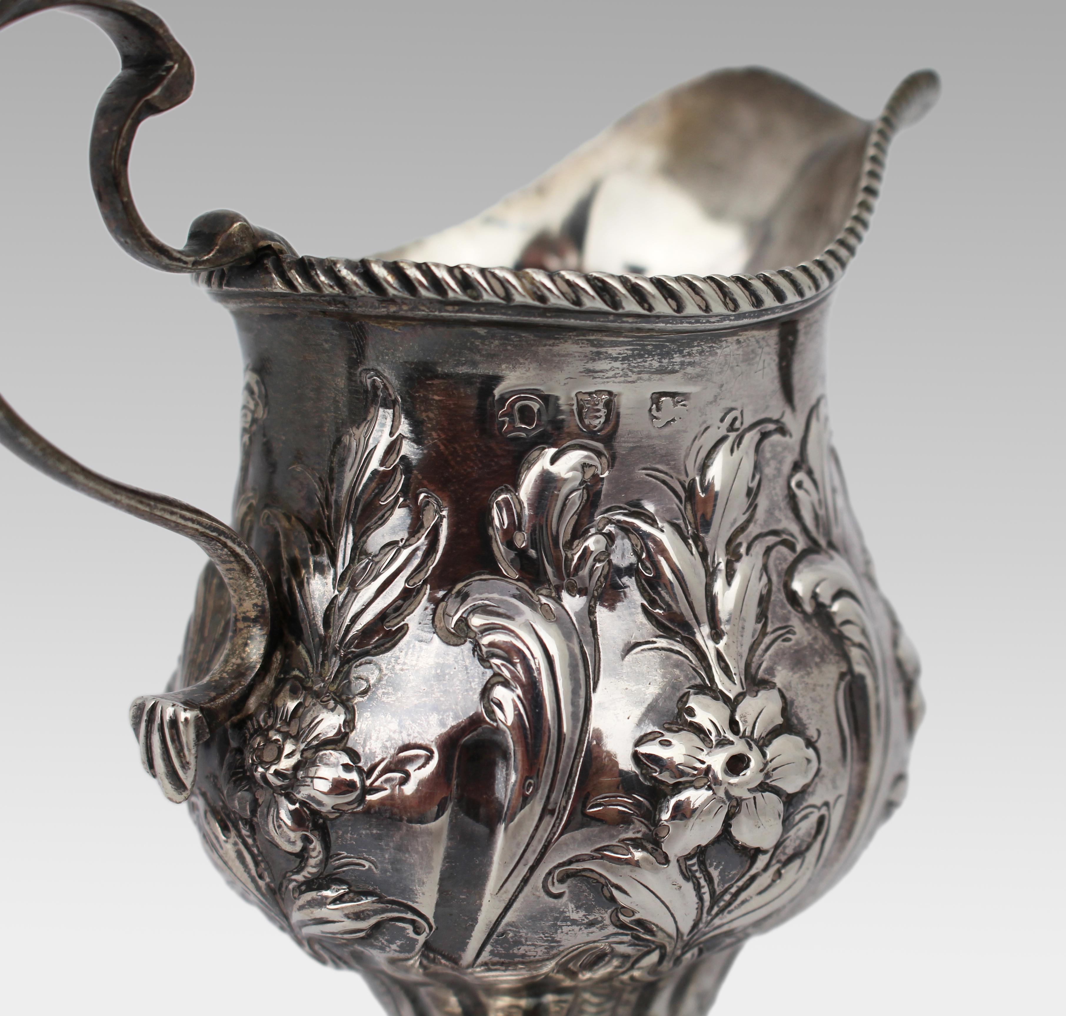 Georgian Solid Silver Cream Ewer – London 1759 For Sale 6