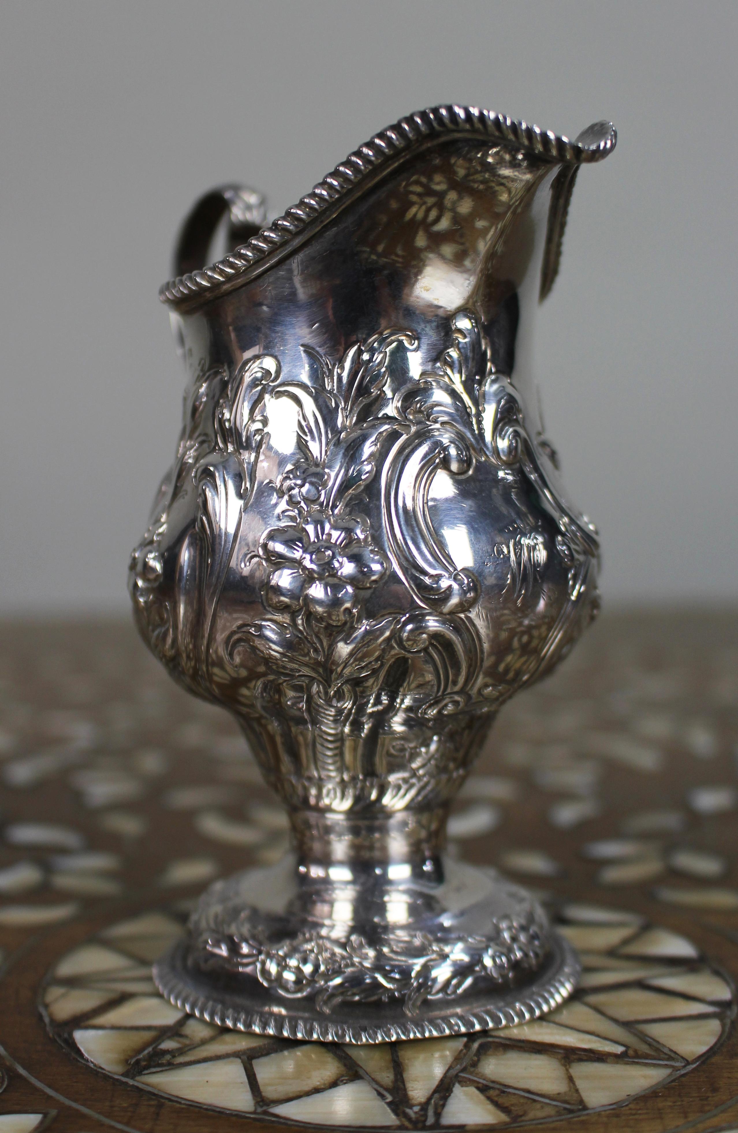 British Georgian Solid Silver Cream Ewer – London 1759 For Sale