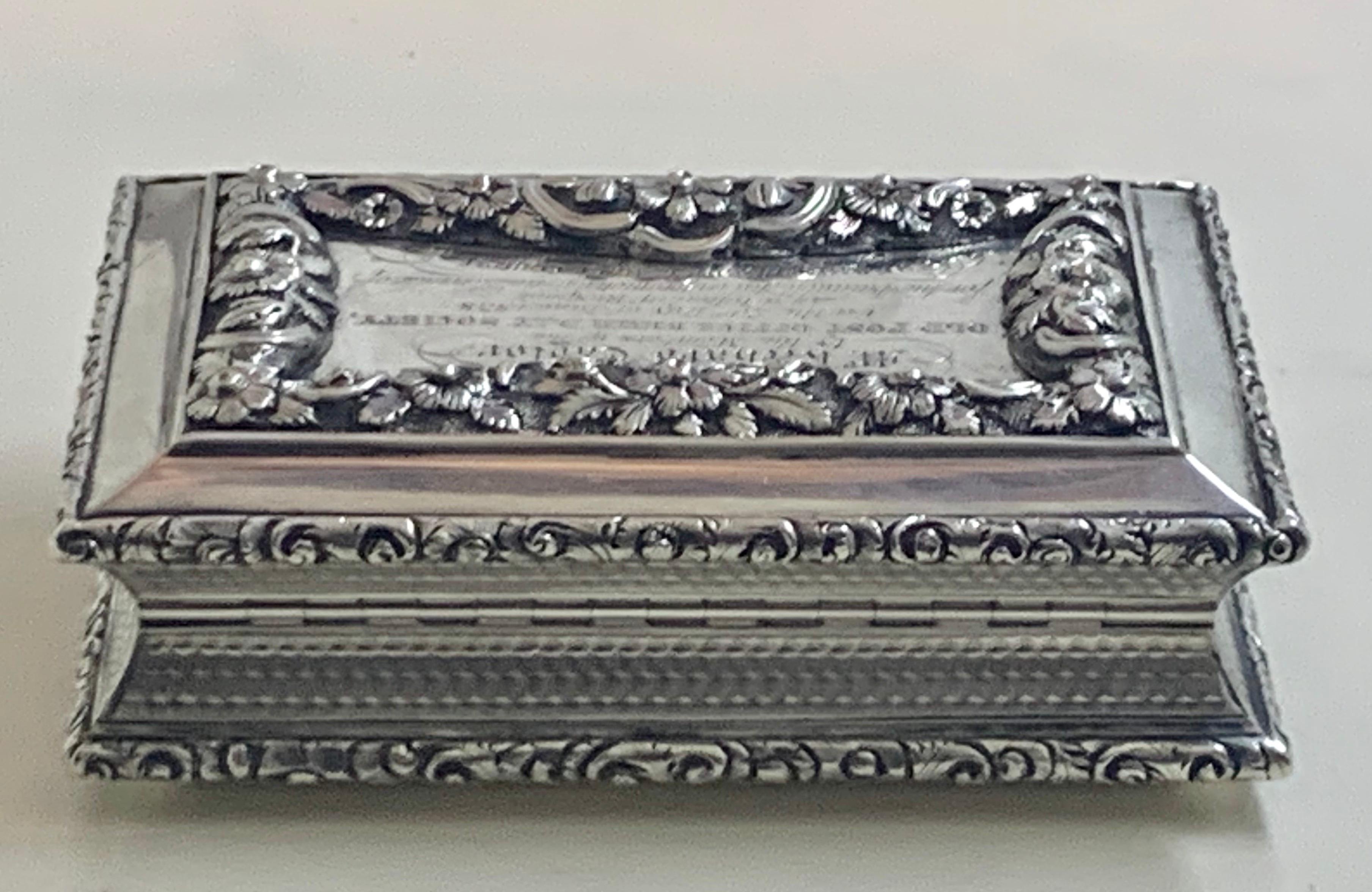 Georgian Solid Sterling Silver Table Snuff Box HM, 1836 For Sale 8
