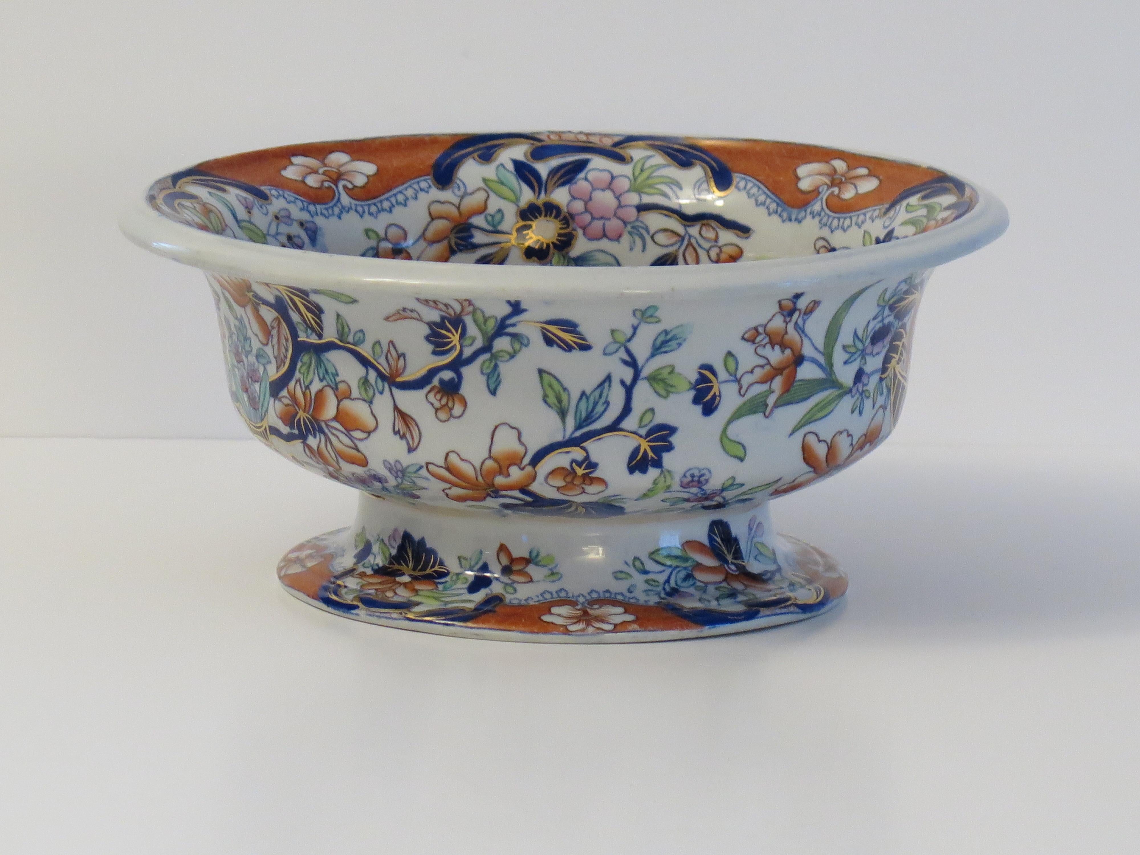 Hand-Painted Georgian Spode Large Bowl Ironstone Chinoiserie Ptn No.3875, Circa 1820 For Sale