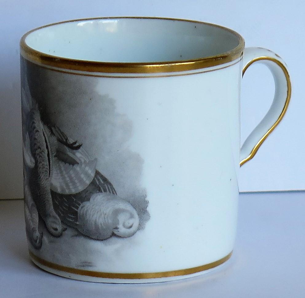 Georgian Spode Porzellan Kaffeekanne Fledermaus gedruckt Spiel Vögel Muster, um 1810 im Angebot 2