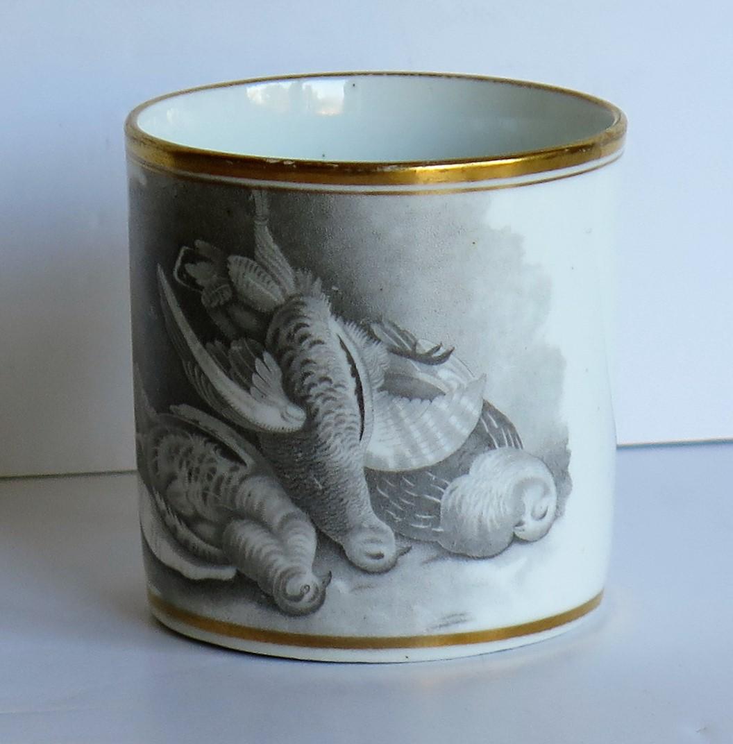 Georgian Spode Porzellan Kaffeekanne Fledermaus gedruckt Spiel Vögel Muster, um 1810 im Angebot 3