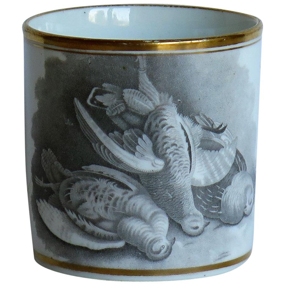 Georgian Spode Porcelain Coffee Can Bat Printed Game Birds Pattern, circa 1810 For Sale