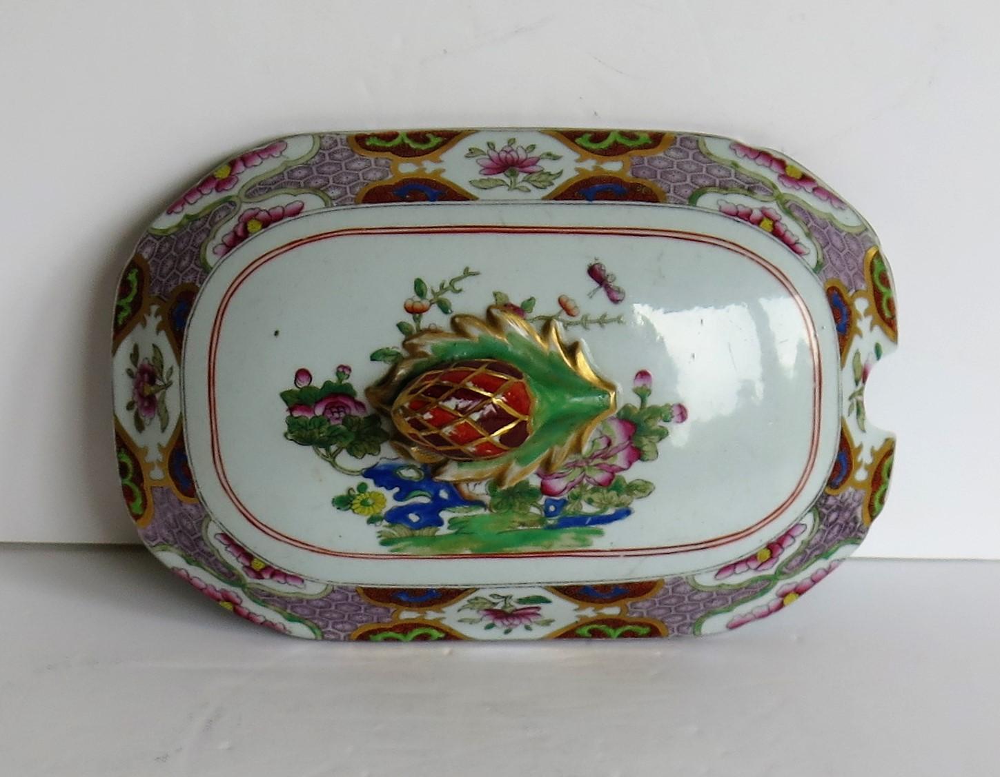 Ironstone Georgian Spode Sauce Tureen Stone China Hand Painted Pattern 2647, circa 1810