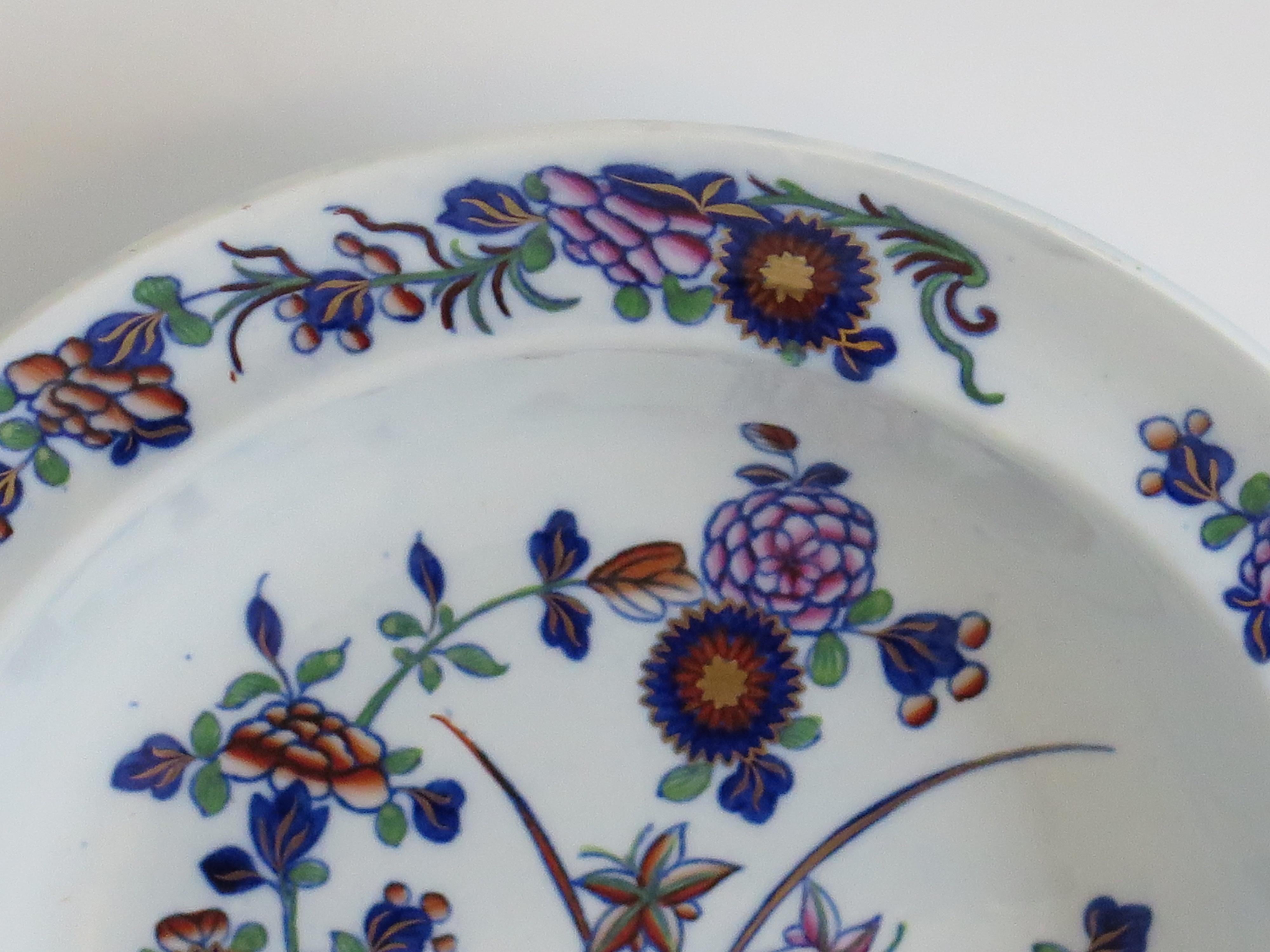 Pearlware Georgian Spode Soup Bowl or Deep Plate in Chinese Flowers Pattern, circa 1820 For Sale