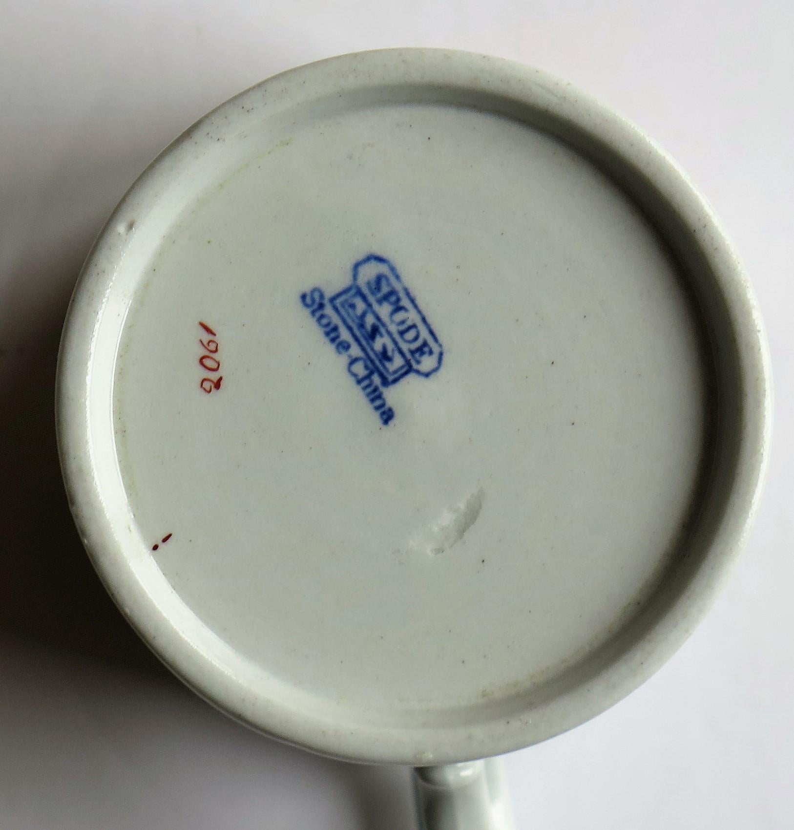 Georgian Spode Stone China Coffee Can and Plate in Tobacco Leaf Pattern No. 2061 5