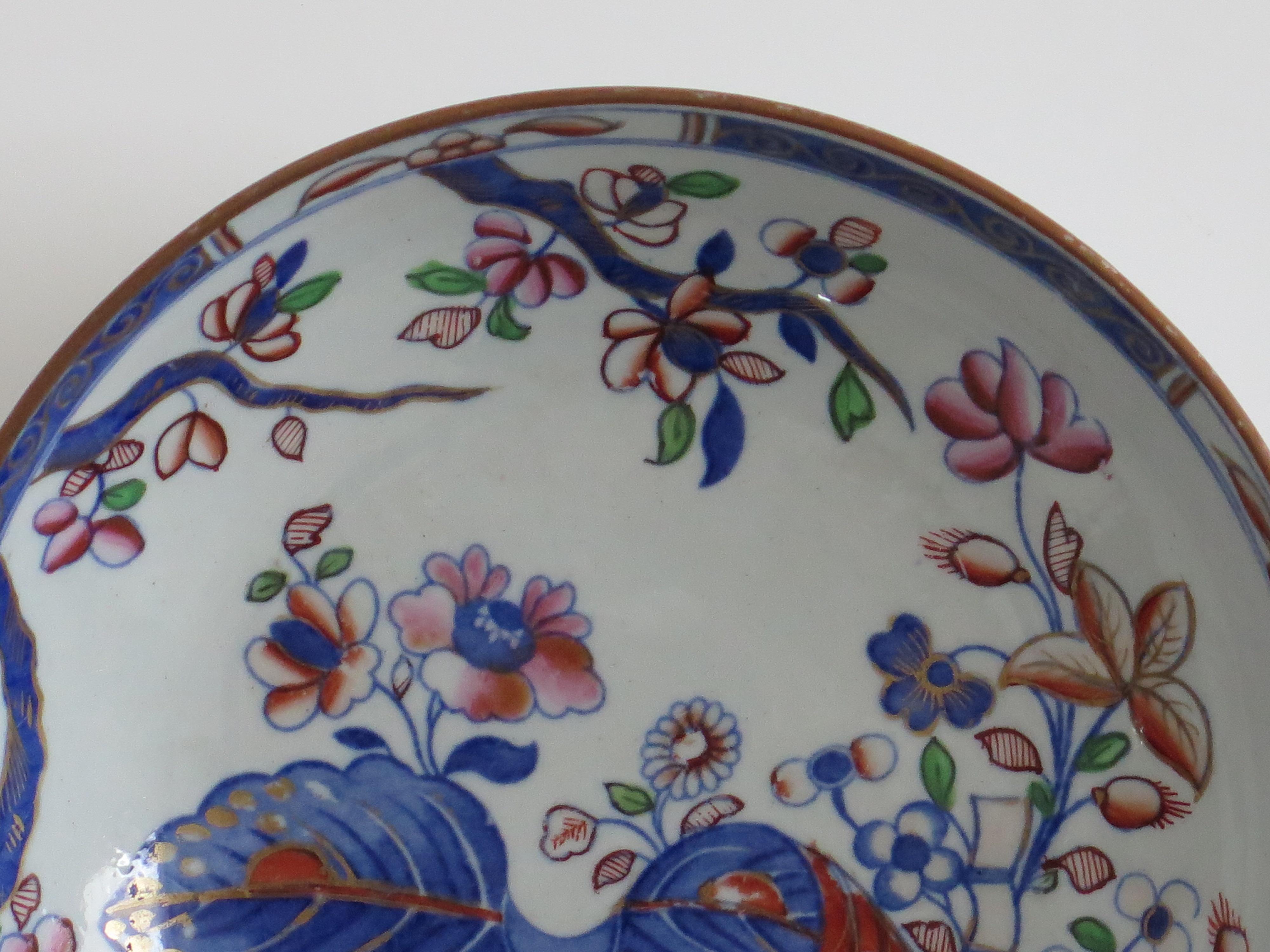 Dipinto a mano Piatto georgiano A. Stone China con motivo a foglie di tabacco n. 2061, CIRCA 1820 in vendita