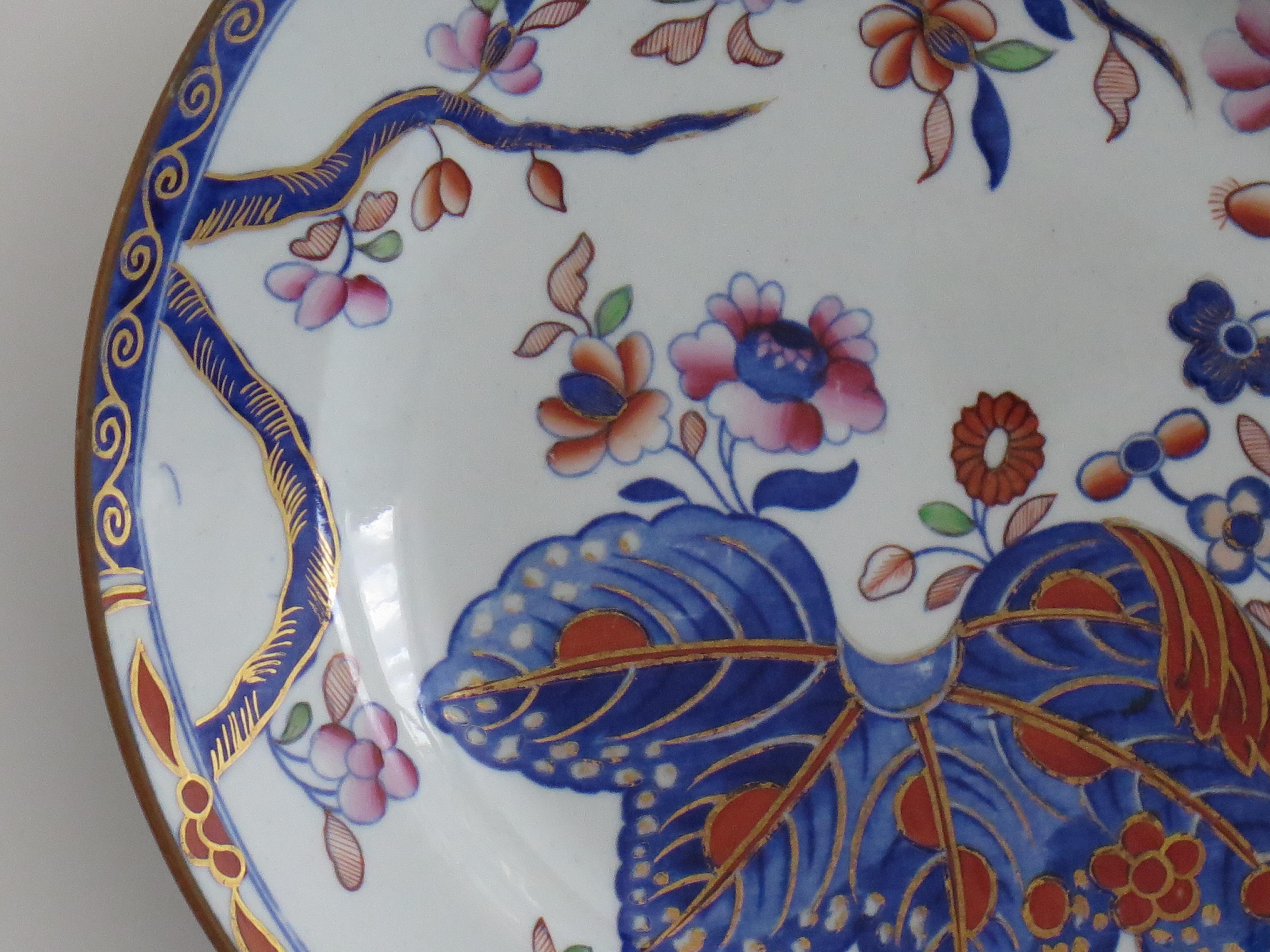 Ironstone Piattino georgiano A. Stone China con foglia di tabacco dipinta a mano No.2061 in vendita