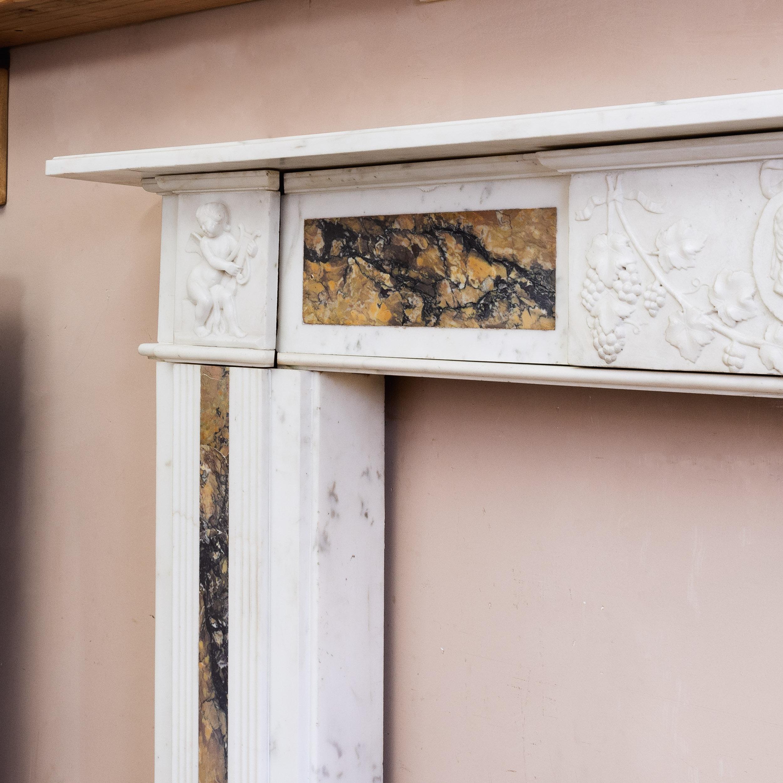 Georgian Statuary and Convent Sienna Marble Fireplace For Sale 4