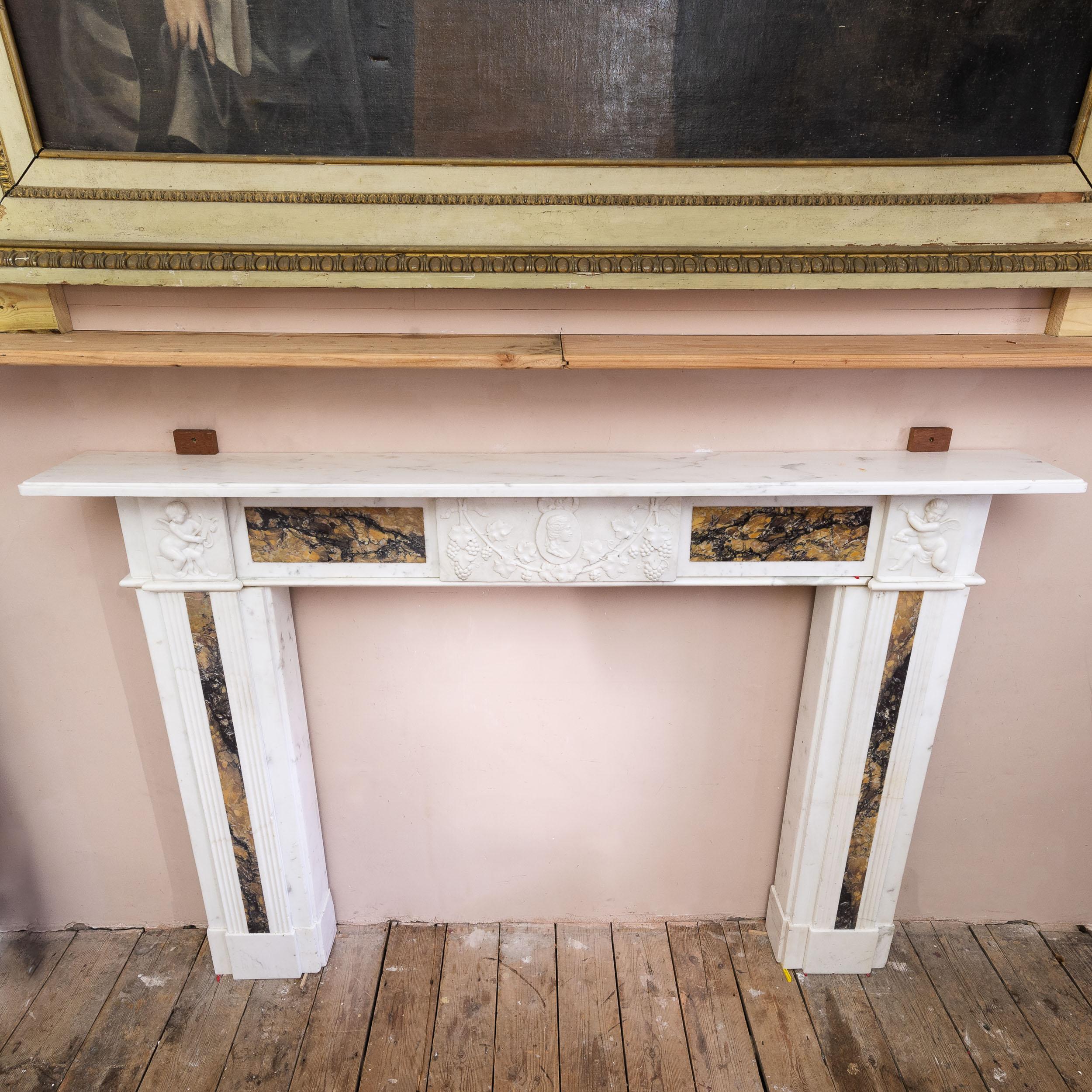 Georgian Statuary and Convent Sienna Marble Fireplace For Sale 11