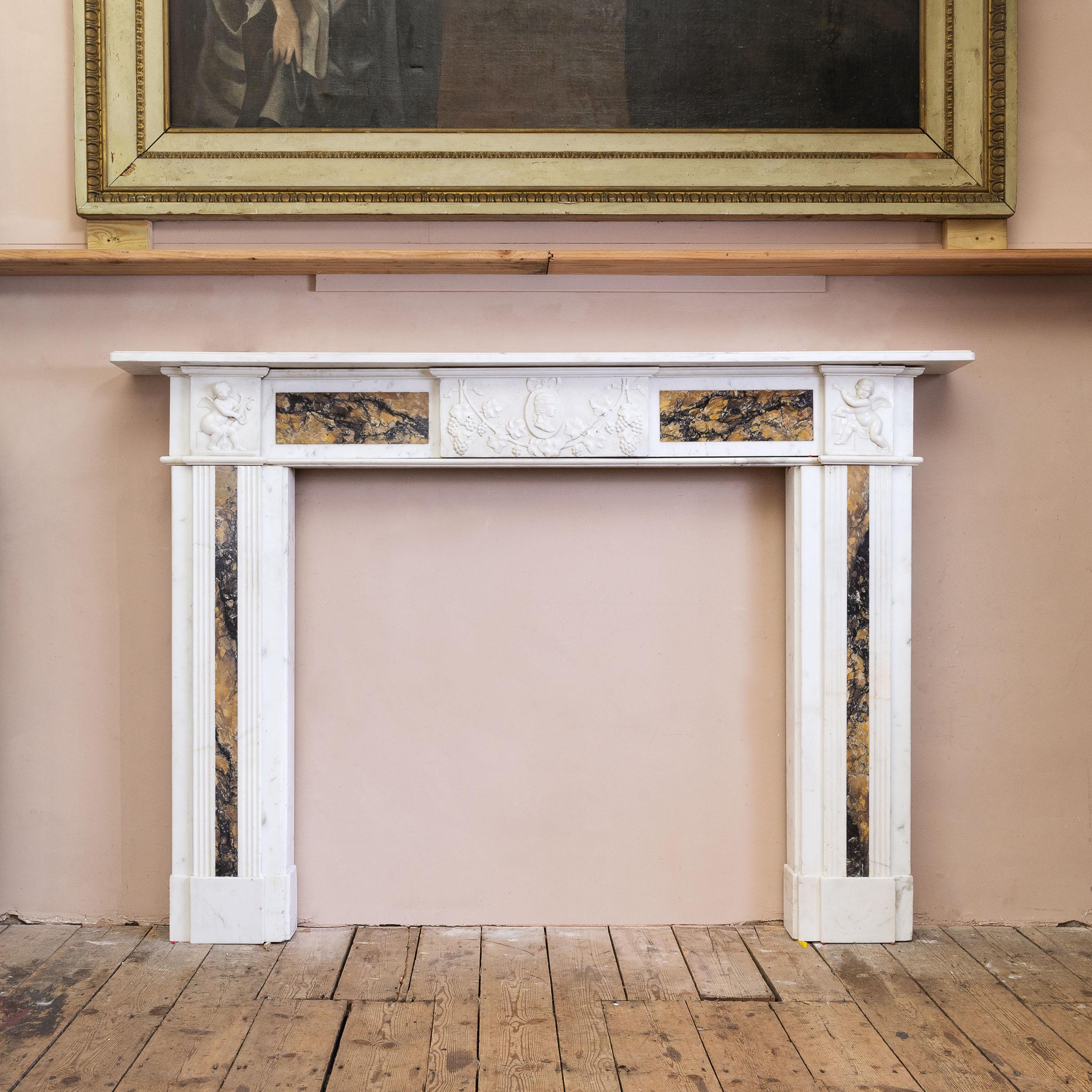 Georgian Statuary and Convent Sienna Marble Fireplace For Sale 12