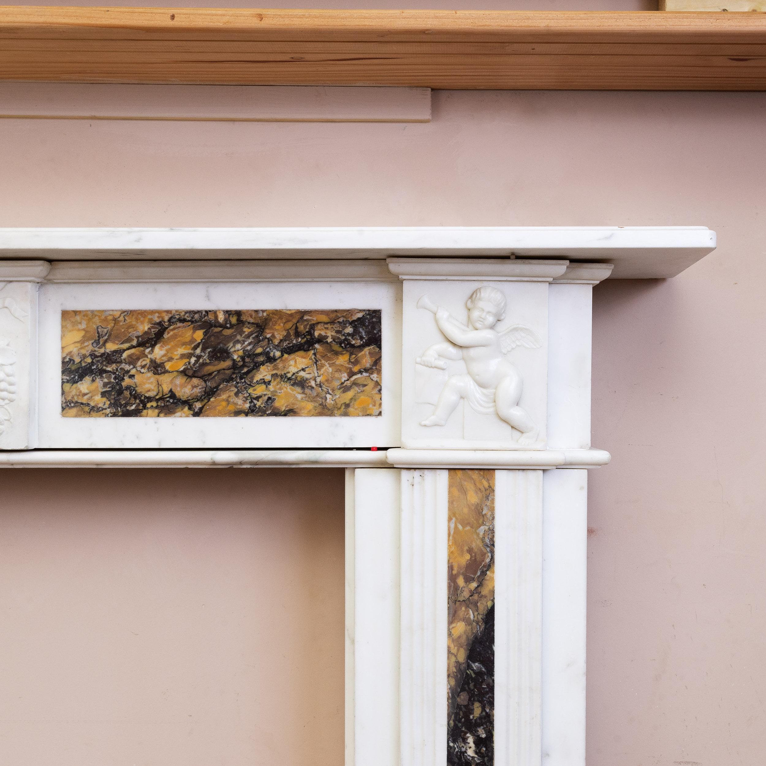 British Georgian Statuary and Convent Sienna Marble Fireplace For Sale