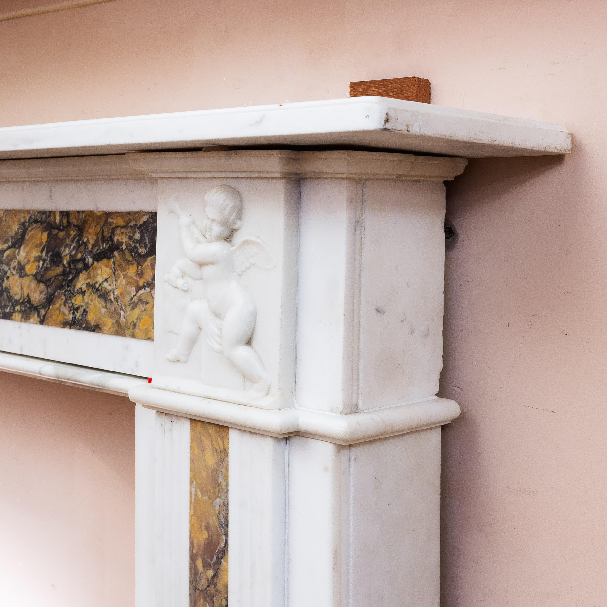 Siena Marble Georgian Statuary and Convent Sienna Marble Fireplace For Sale