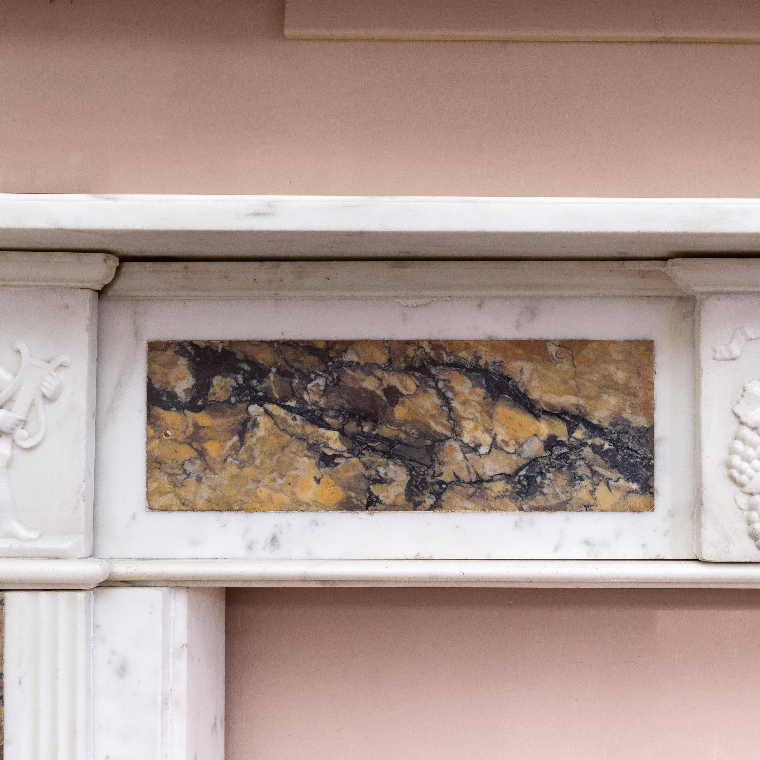 Georgian Statuary and Convent Sienna Marble Fireplace For Sale 1