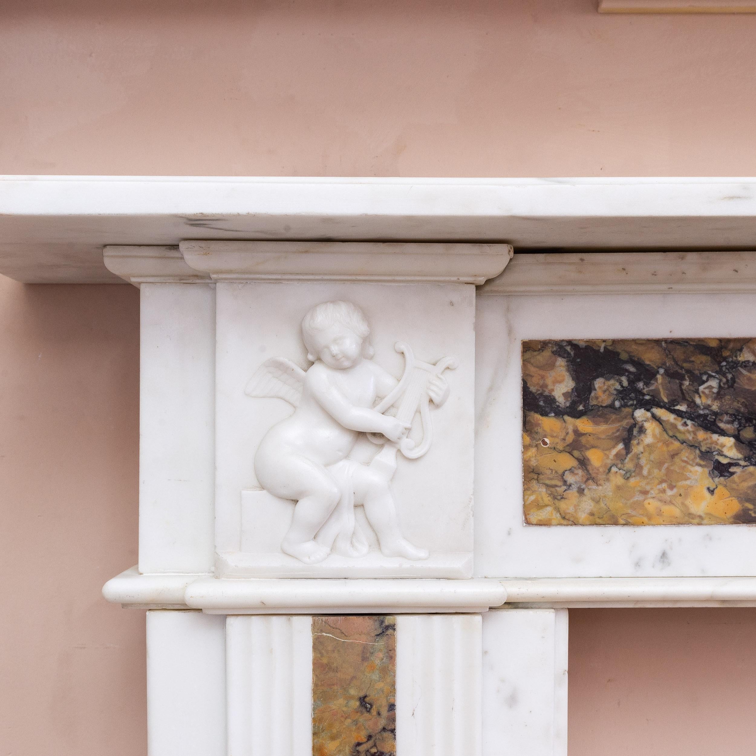 Georgian Statuary and Convent Sienna Marble Fireplace For Sale 2