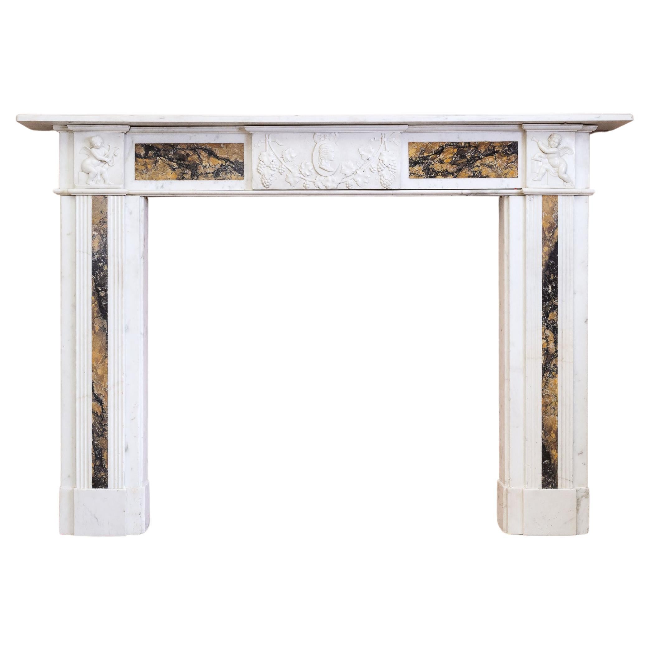 Georgian Statuary and Convent Sienna Marble Fireplace For Sale