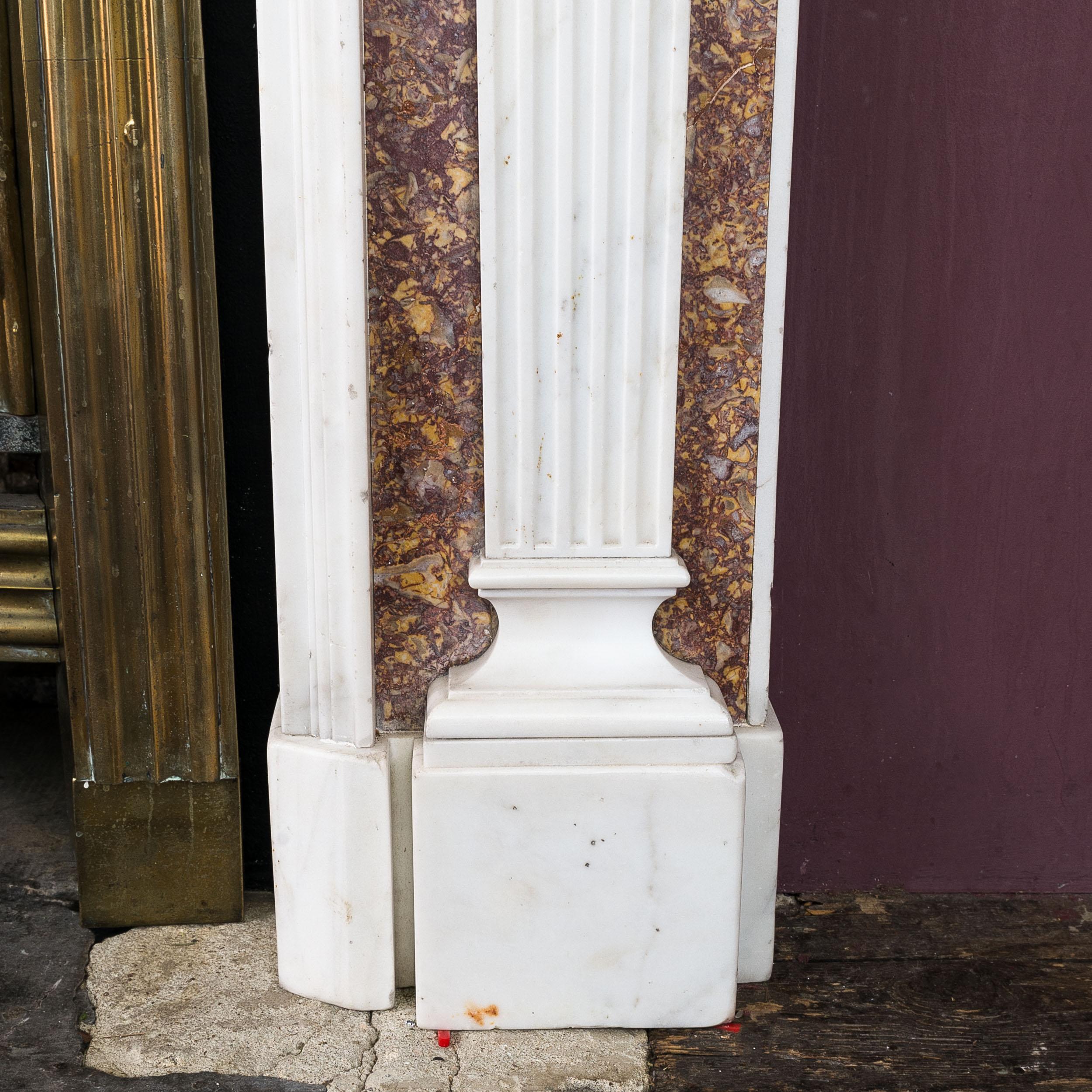 Georgian Statuary Marble Fireplace with Carved Tablet and Brocatelle Inlay For Sale 3