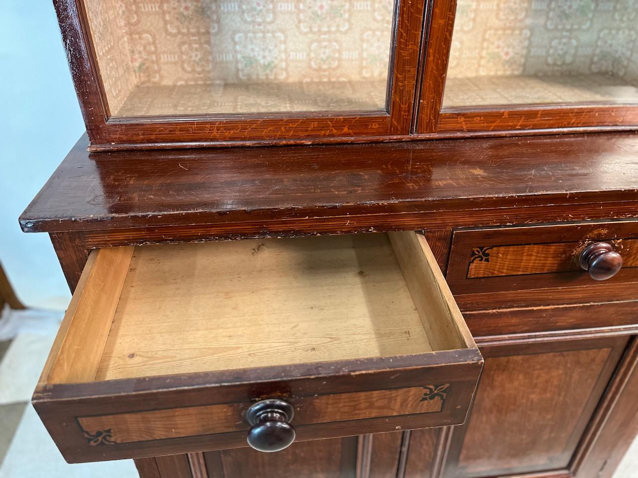 Pine Georgian Step Back 2 Door Book Cabinet