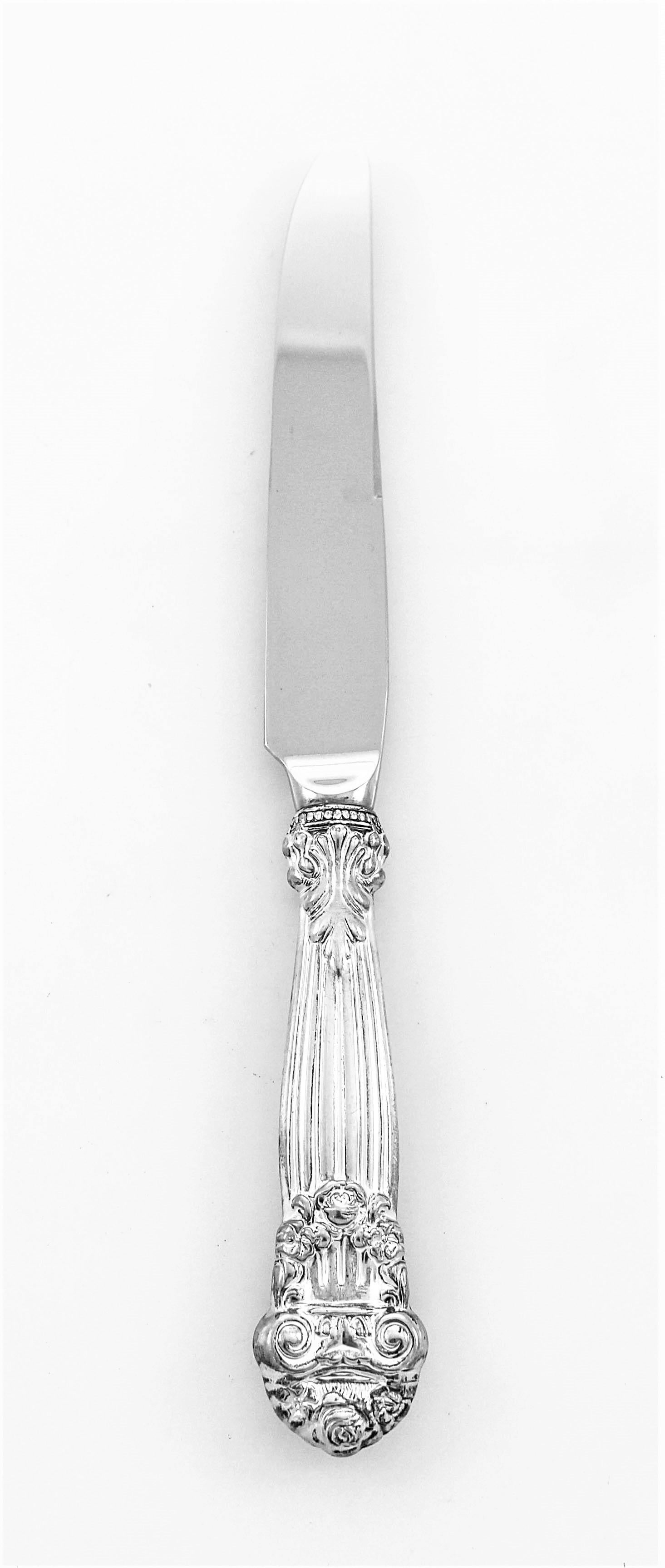 Georgian sterling silver flatware is one of those Classic patterns that never goes out of style. The floral bouquets on the tip of the handles and the intricate details in each piece — see salad fork tines. Start creating family and holiday memories