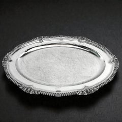 Georgian Sterling Silver Antique Meat Dish / Serving Platter 1823 George IV