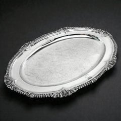 Georgian Sterling Silver Antique Meat Dish / Serving Platter 1823 George IV