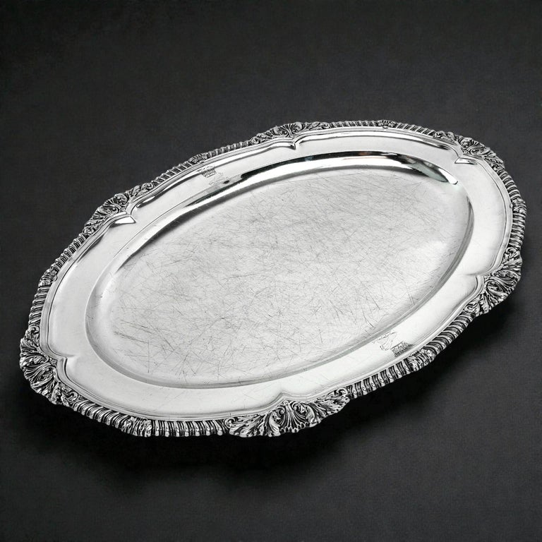 Georgian Sterling Silver Antique Meat Dish / Serving Platter 1823 George IV