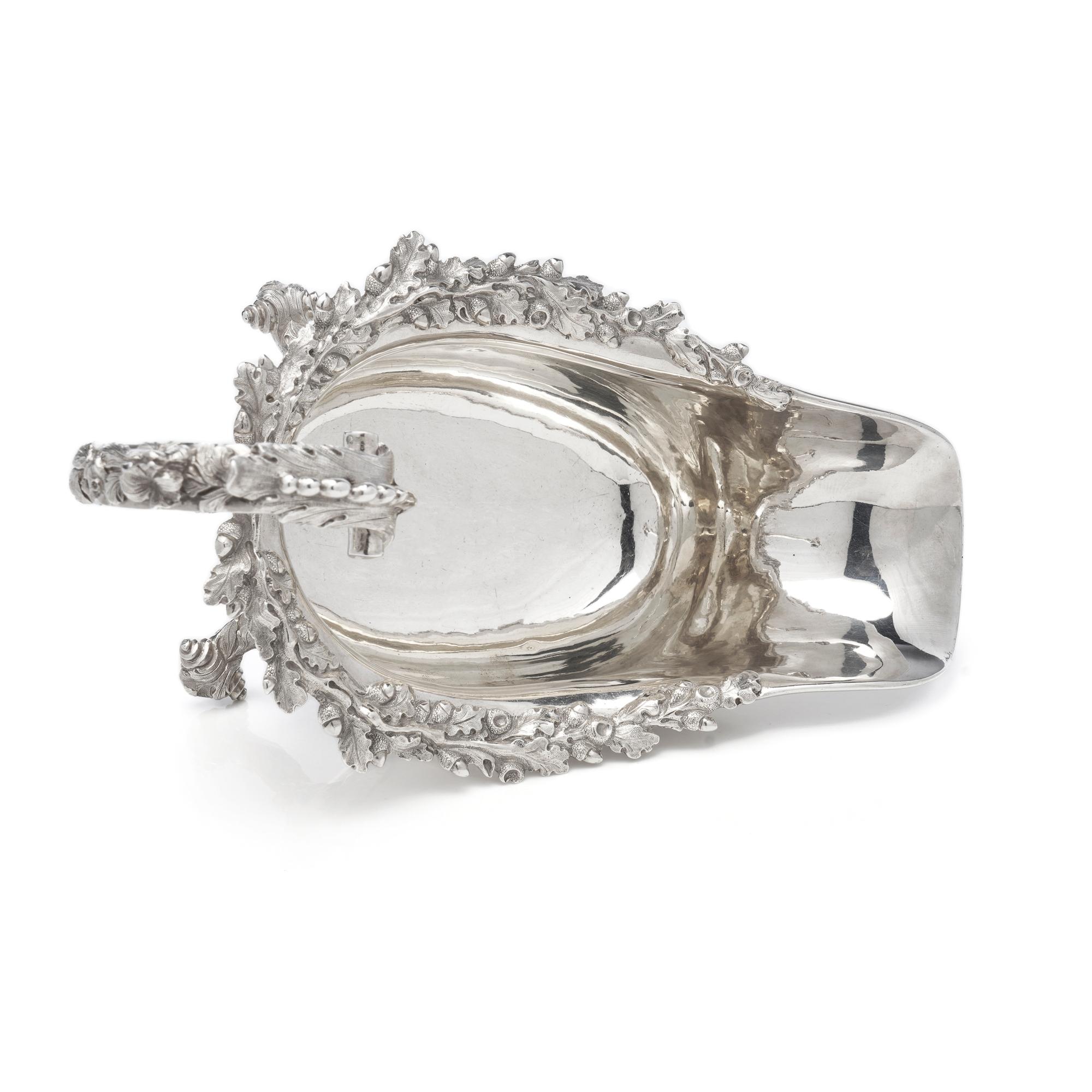 Early 19th Century Georgian Sterling Silver Chased Sauce Boat, James Arthur, London, 1827 For Sale