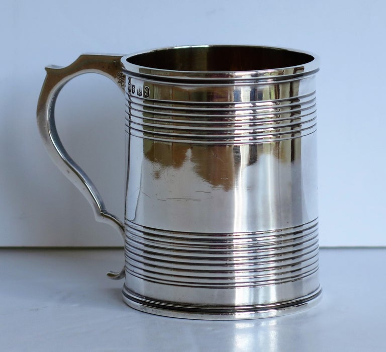 19th Century Georgian Sterling Silver Christening Mug Byjoseph Angell No Monogram London 1825 For Sale
