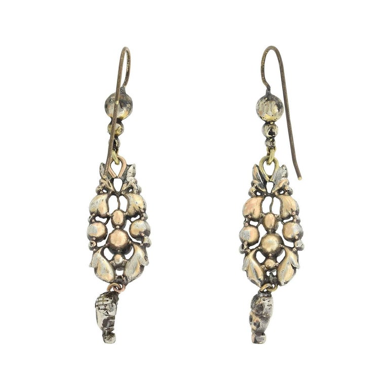 Georgian Sterling Silver Rose Cut Diamond Earrings 0.50ctw For Sale at ...