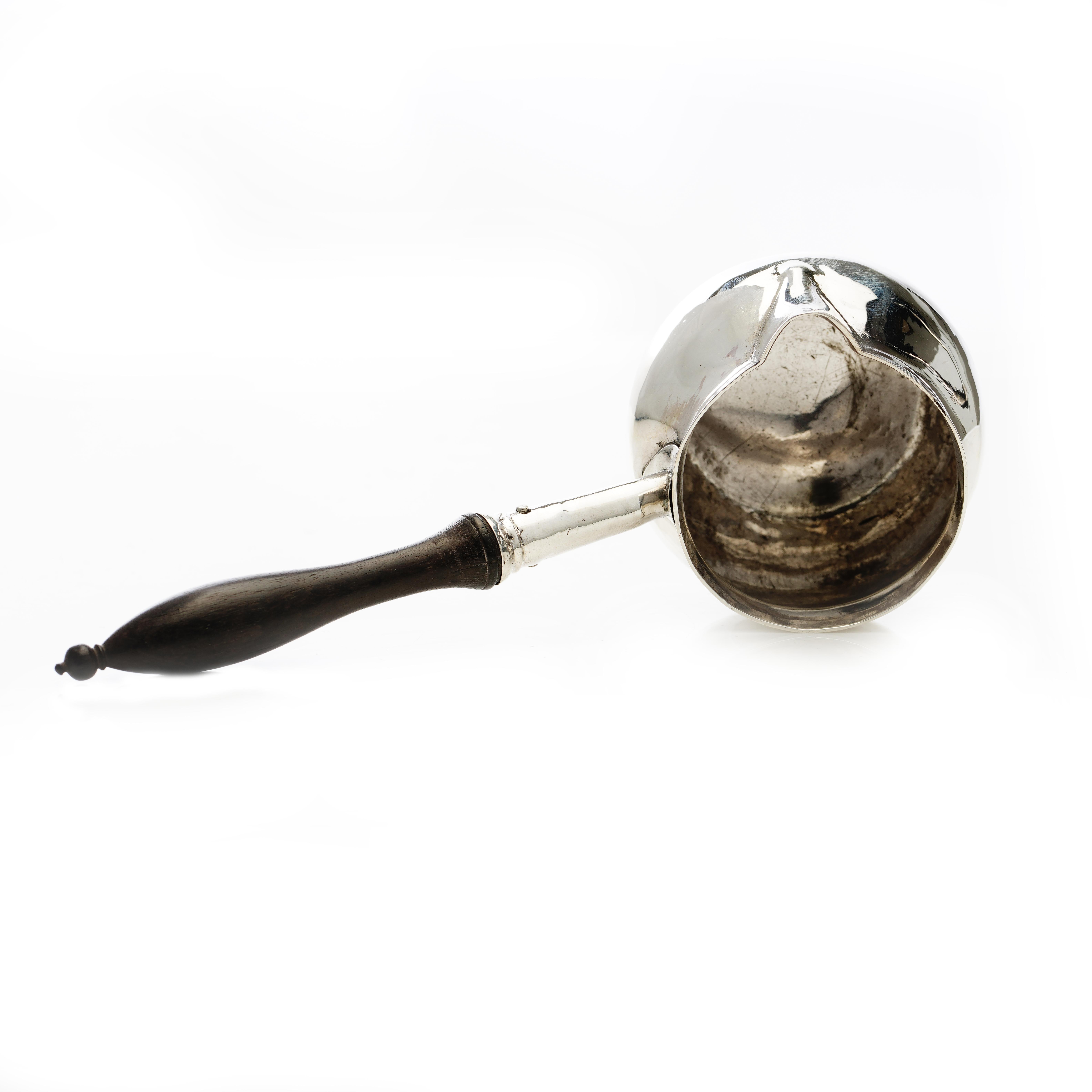 British Georgian Sterling Silver Small Brandy Warming Pan For Sale