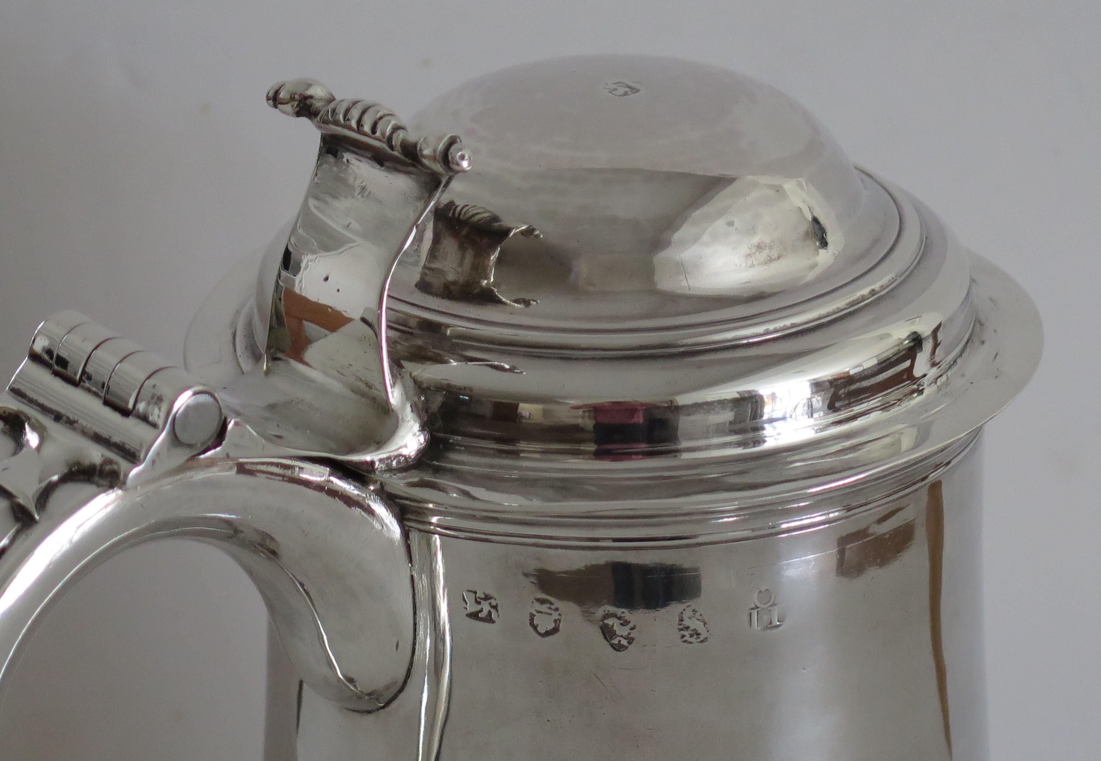 Georgian Sterling Silver Tankard by John Langlands, Newcastle England 1757 8