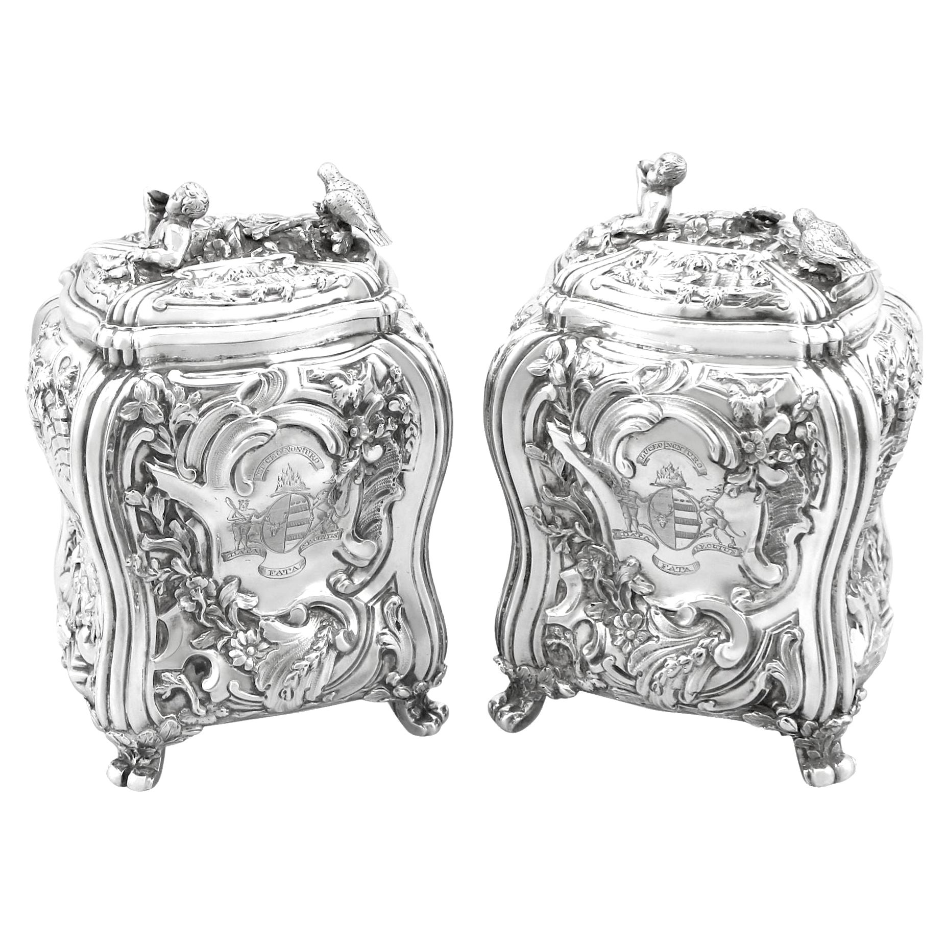 Boîtes à thé géorgiennes en argent sterling