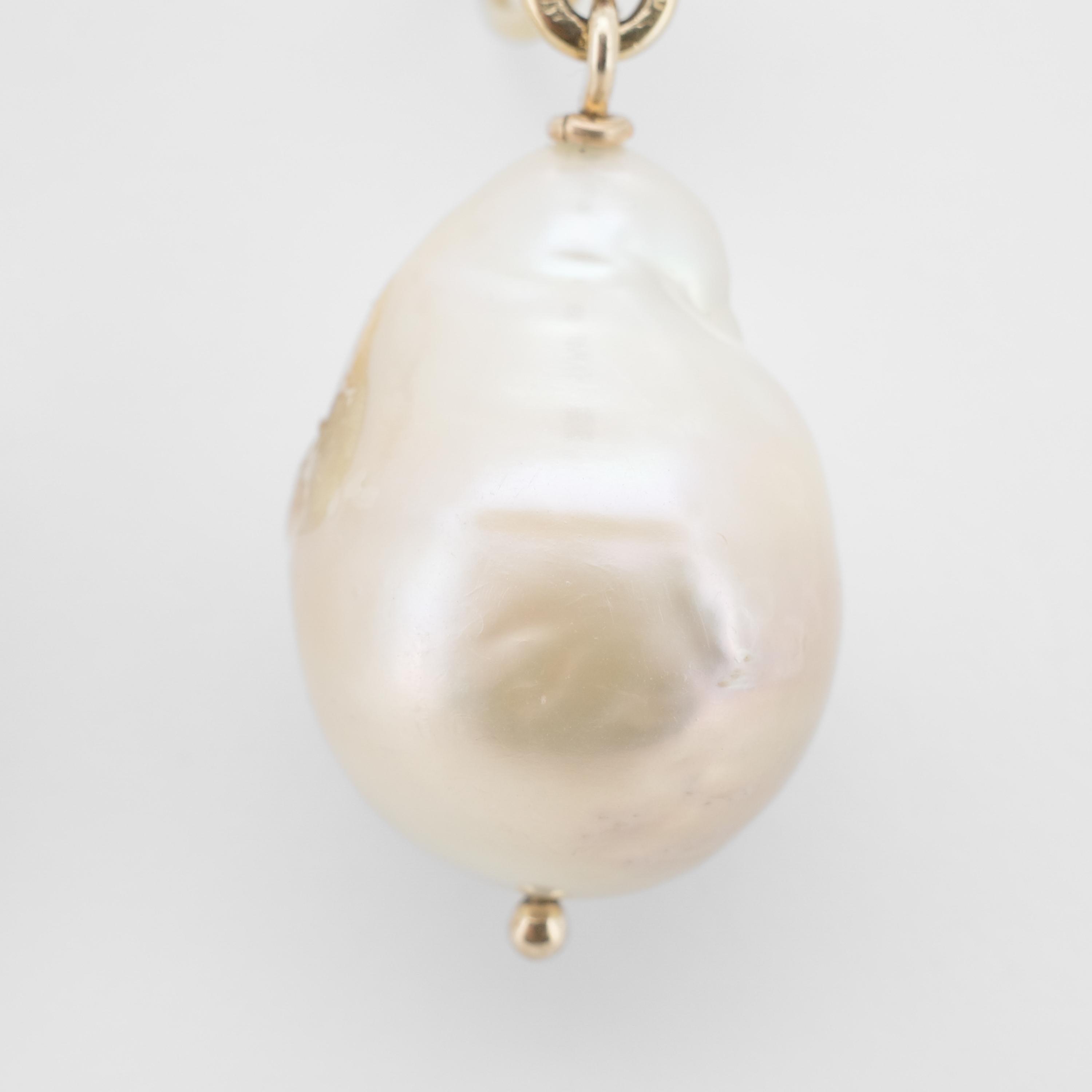 da uomo o donna Georgian Stuart Crystal Earrings with Large Natural Saltwater Baroque Pearls in vendita