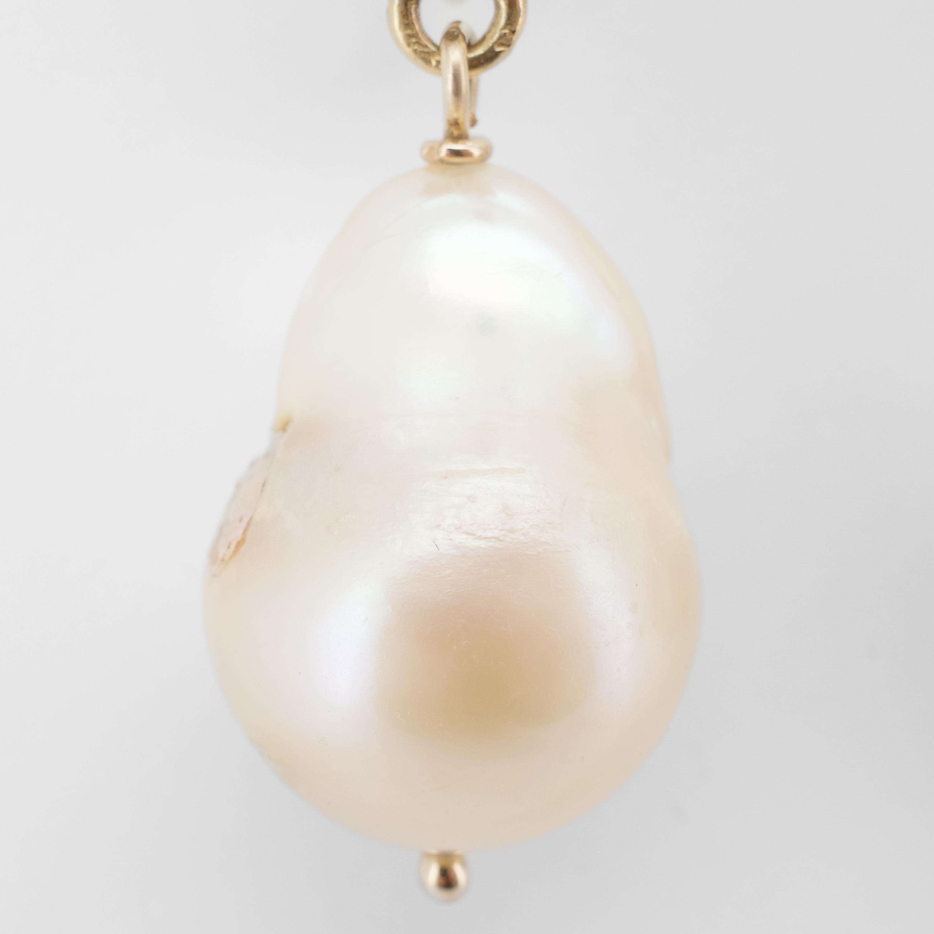 Georgian Stuart Crystal Earrings with Large Natural Saltwater Baroque Pearls in vendita 1