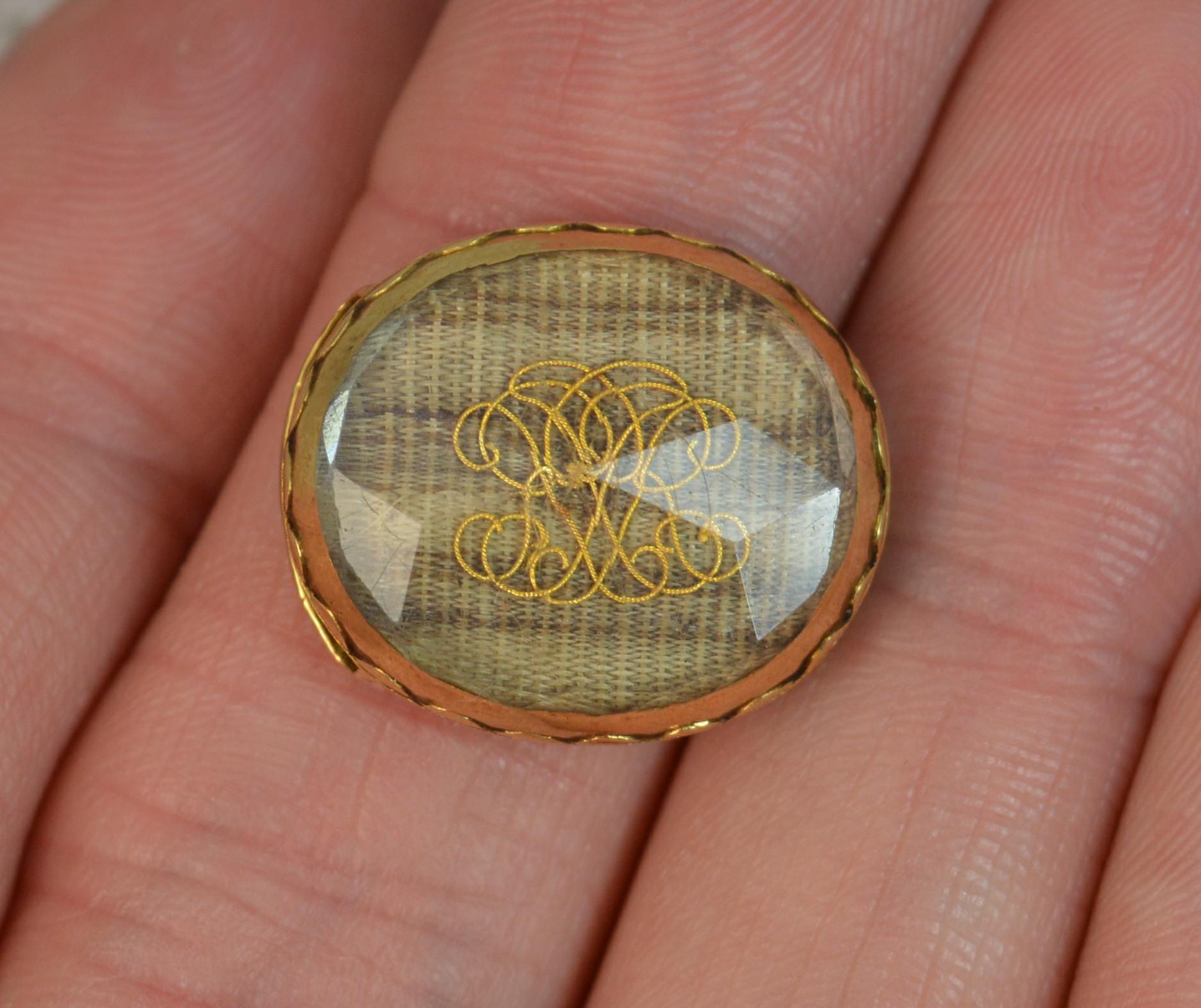 Georgian Stuart Crystal 18 Carat Gold Slider with Hair Initials 1