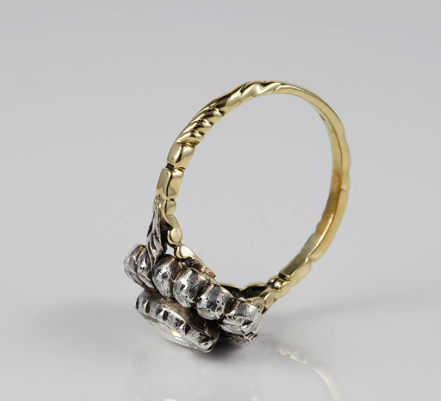 Women's Georgian Style 1.80 Carat Rose Cut Diamond Rare Cluster Ring For Sale