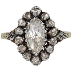 Georgian Style 1.80 Carat Rose Cut Diamond Rare Cluster Ring