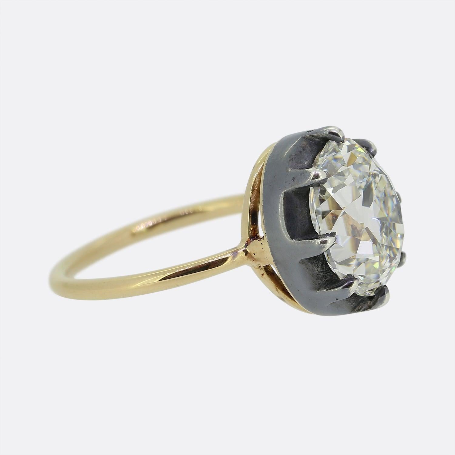 Old Mine Cut Georgian Style 4.34 Carat Old Cut Diamond Solitaire Ring For Sale