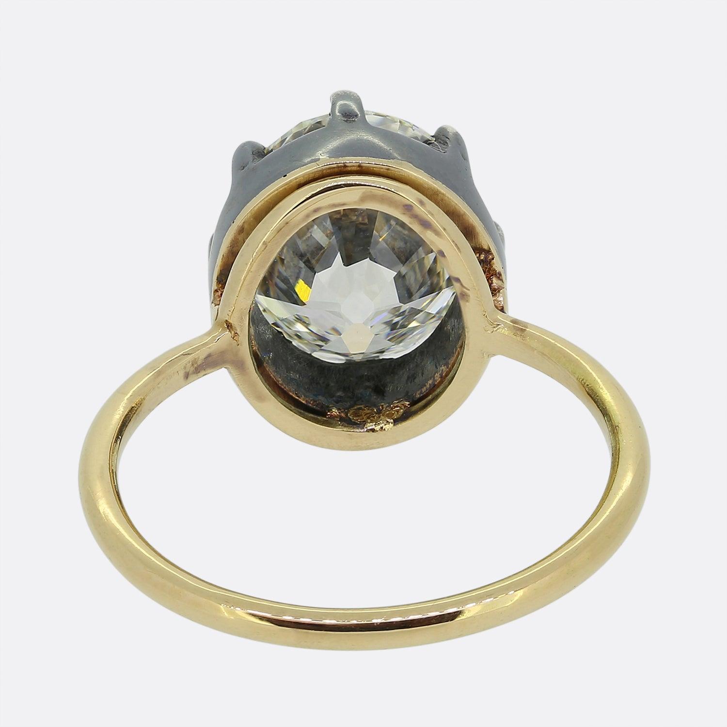 Georgian Style 4.34 Carat Old Cut Diamond Solitaire Ring In Good Condition For Sale In London, GB