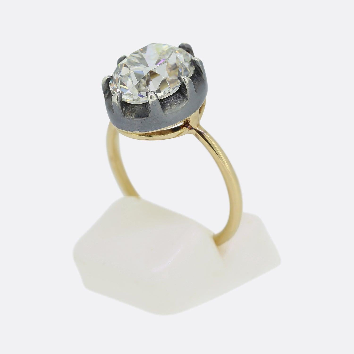 Women's Georgian Style 4.34 Carat Old Cut Diamond Solitaire Ring