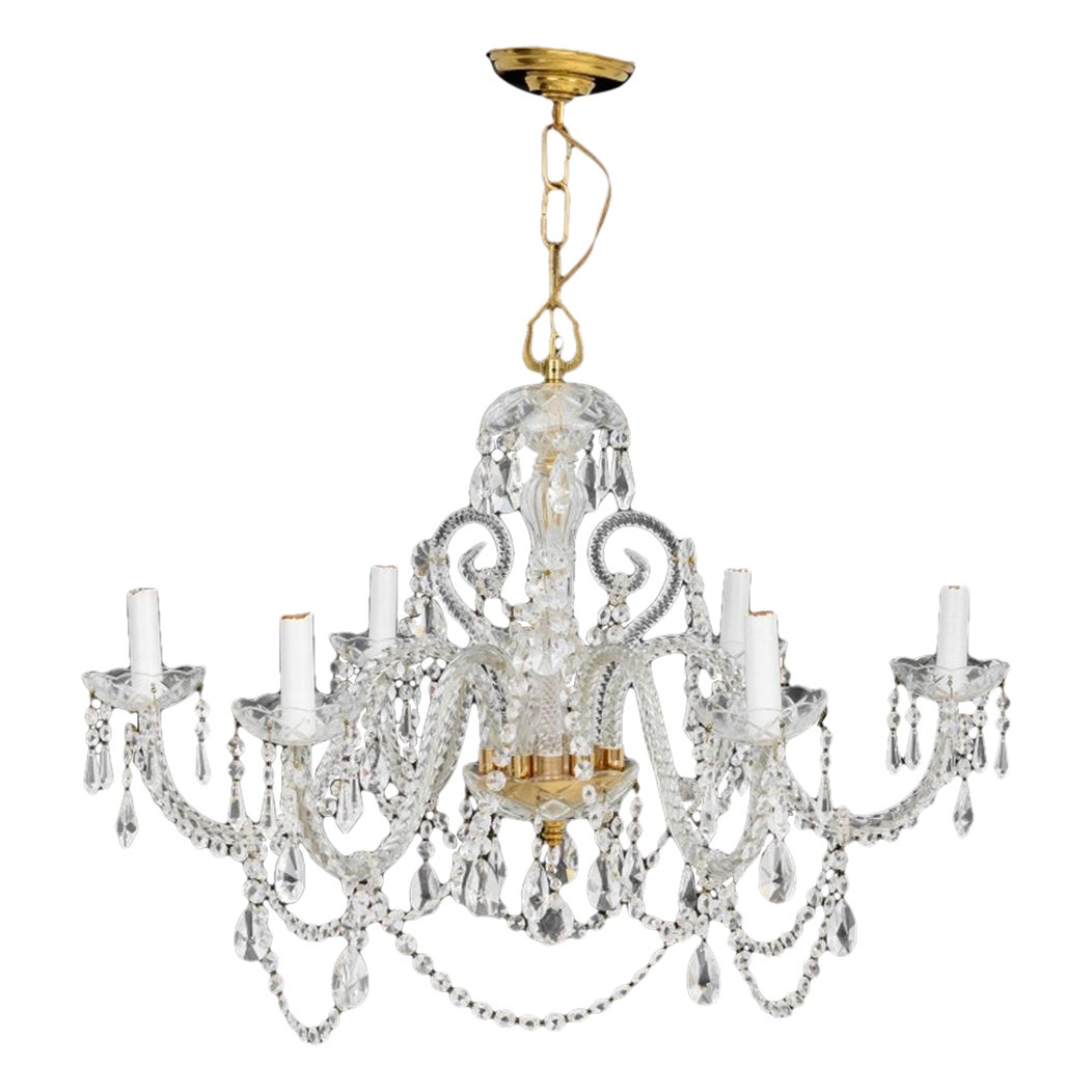 Lustre à 6 branches en cristal de style géorgien