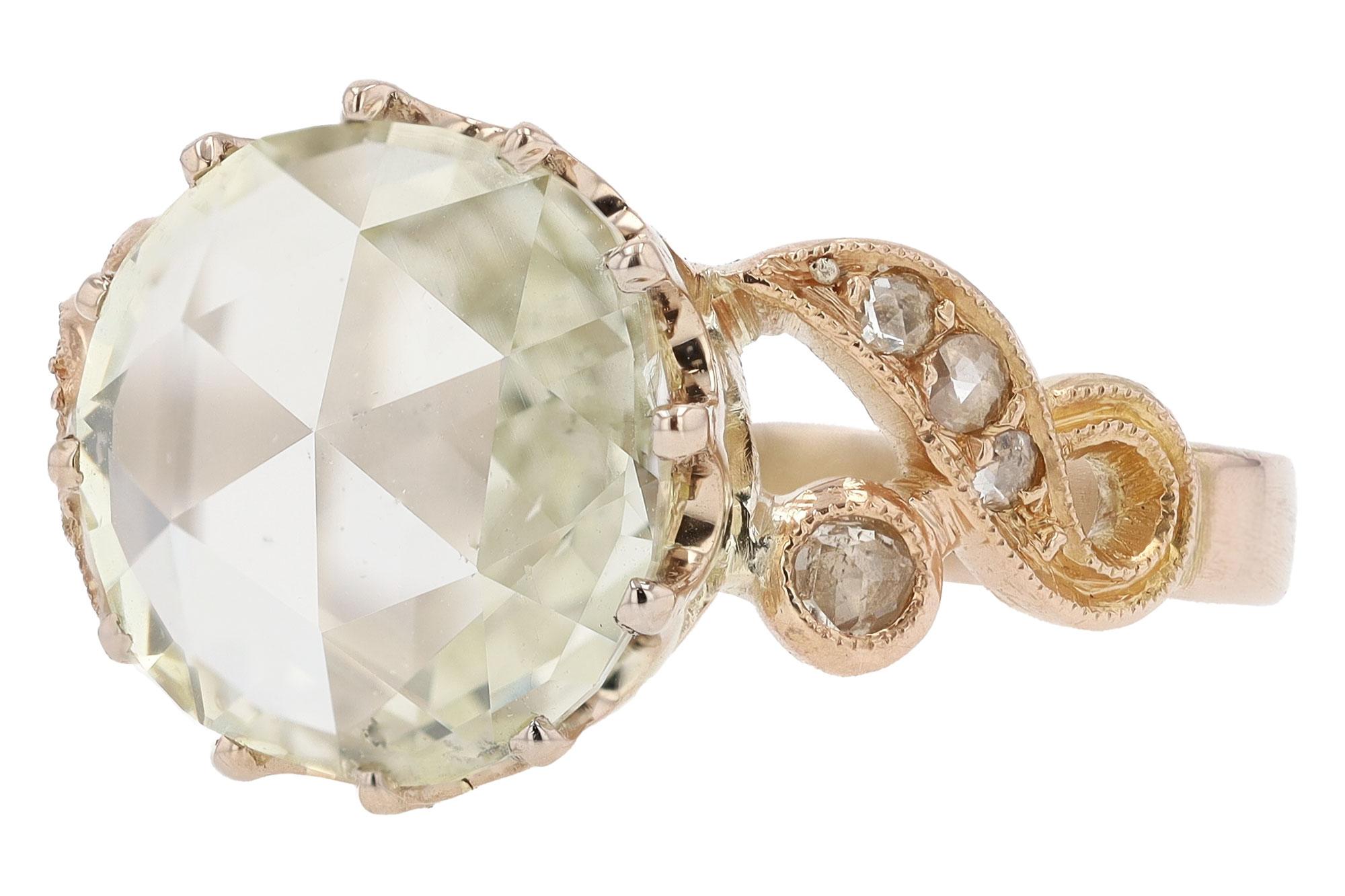 Georgien Bague de fiançailles de style géorgien ancien en or rose avec diamants taille rose de 2,64 carats en vente