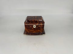 Georgian Style Antique Faux Tortoiseshell Tea Caddy