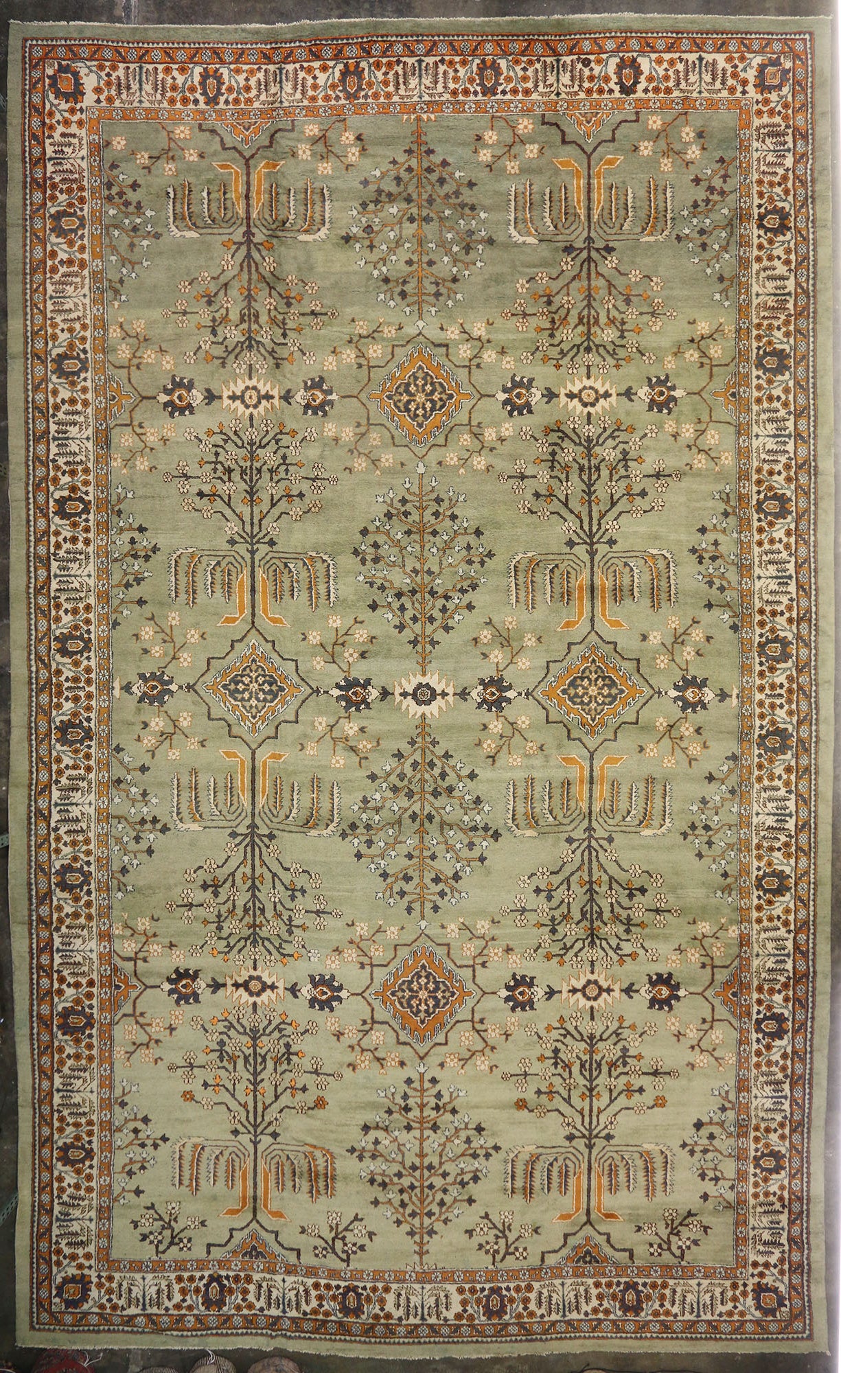 Antique Indian Agra Rug with Tree of Life Design, Hotel Lobby Size Carpet For Sale