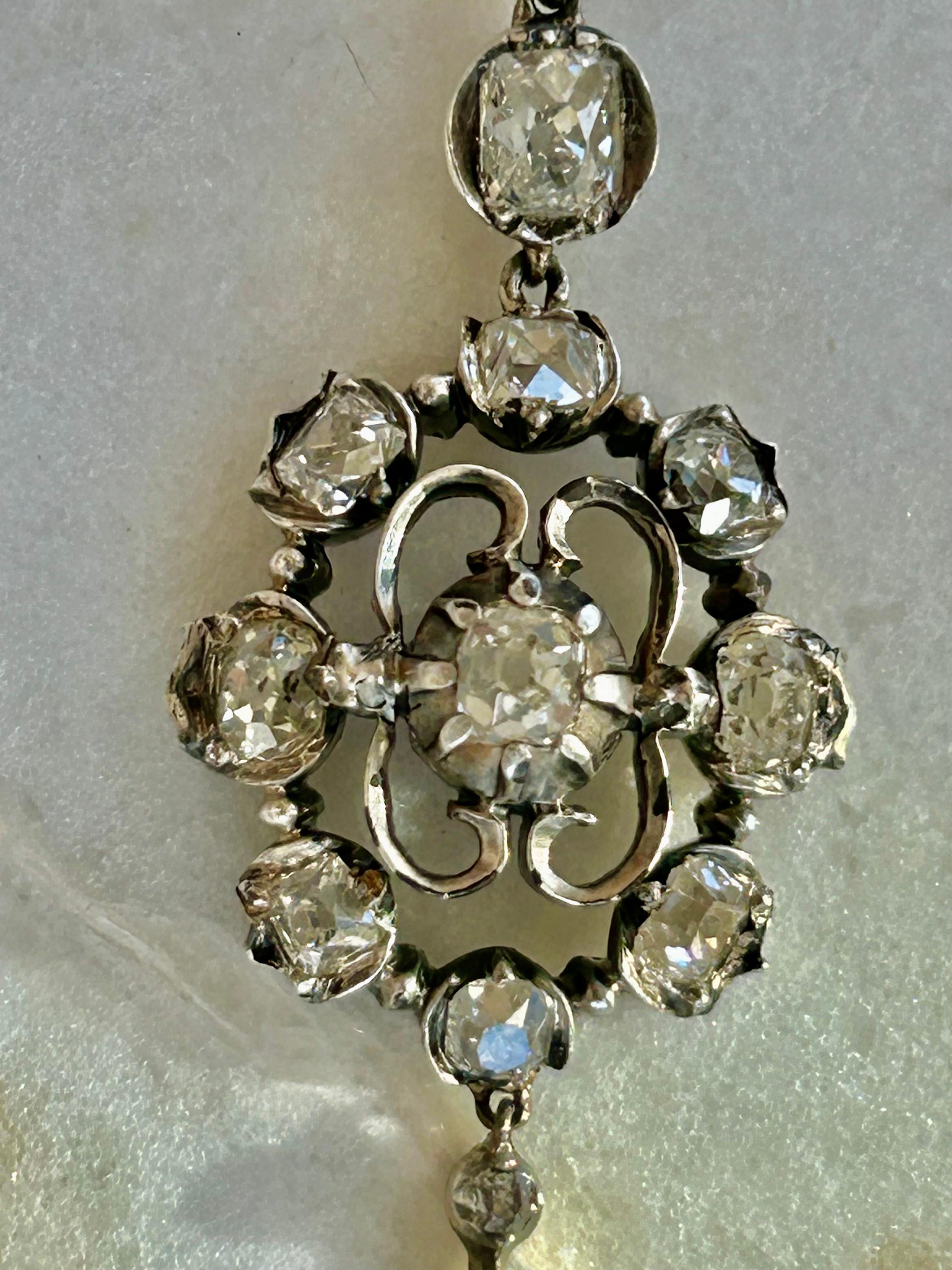 Georgian style Antique Old Mine Cut Diamond Chandelier Pendant 2.5-3 ctw For Sale 5