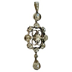 Lustre pendentif de style géorgien ancien avec diamants taille vieille mine de 2,5 à 3 carats