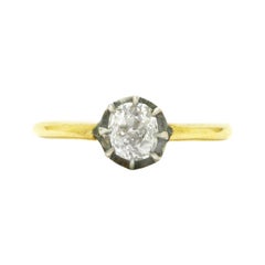 Georgian Style Antique Old Mine Cut Diamond Engagement Ring Solitaire 3/4 Carat